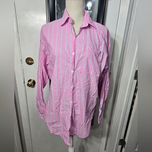 Olivaceous Striped Button Up Blouse Pink Sz Medium